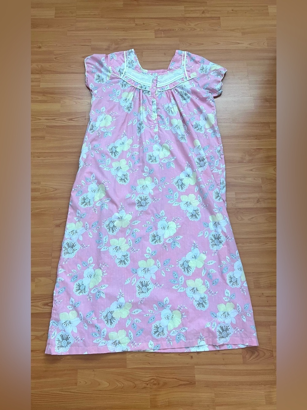 Juliet Floral Print Lace Trim Duster/Nightgown